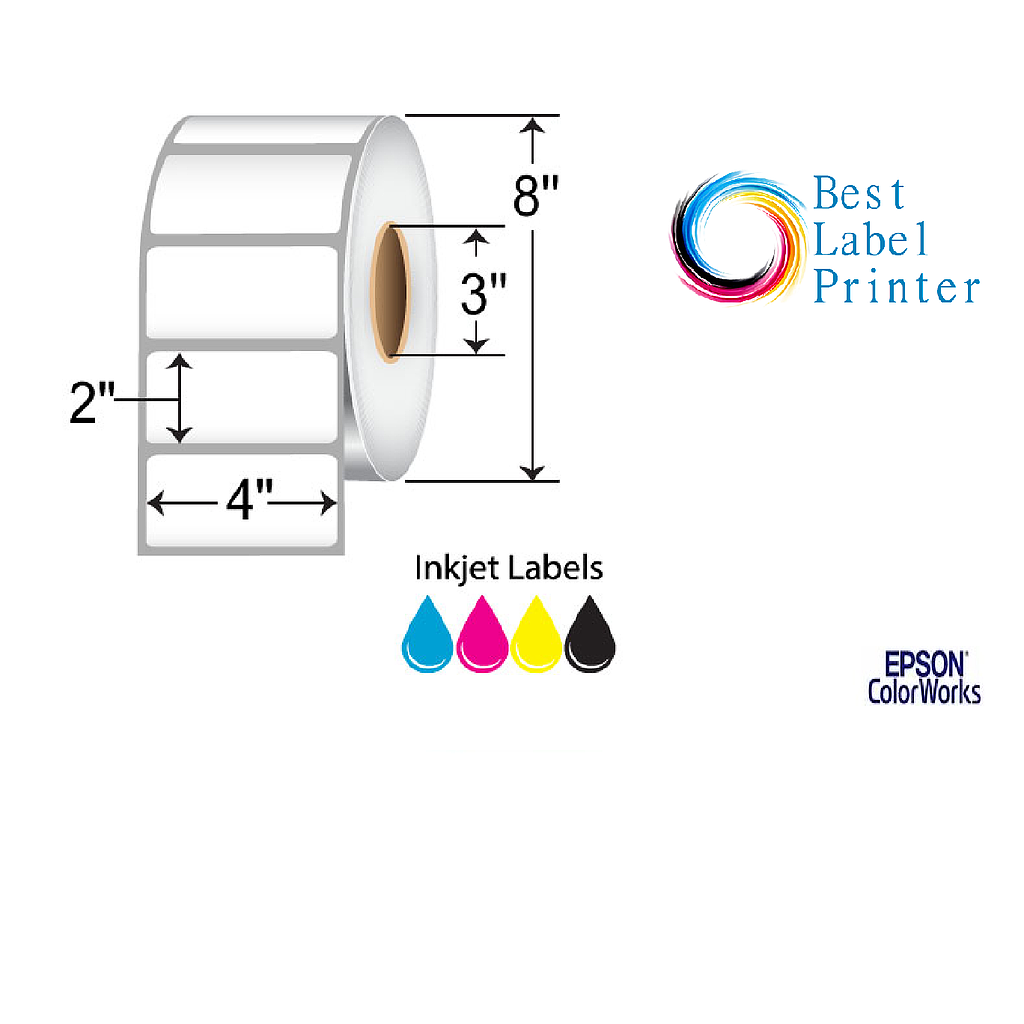 4” X 2” EPSON COLORWORKS MEDIA HIGH GLOSS LABELS (COLORWORKS C6000/C7500 SERIES) (3"CORE/8"OD)