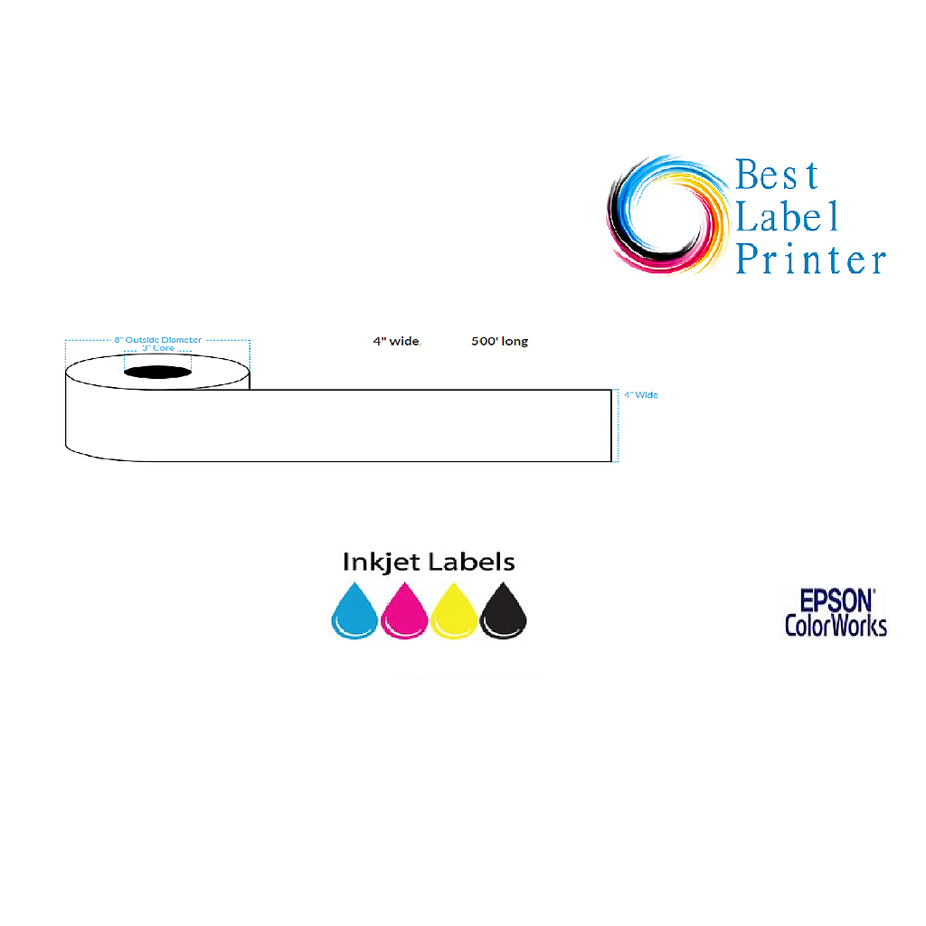 [C60GC003] 4" x 500' Epson ColorWorks Media High Gloss Labels (C6000/C7500 Series) (3"CORE/8"OD)