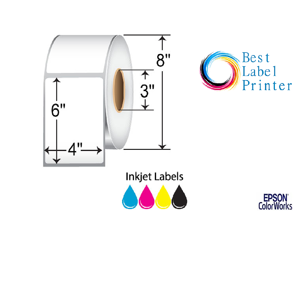 4" x 6" Epson ColorWorks Media Durable Matte Synthetie Labels (C6000/C7500 Series) (3"CORE/8"OD)