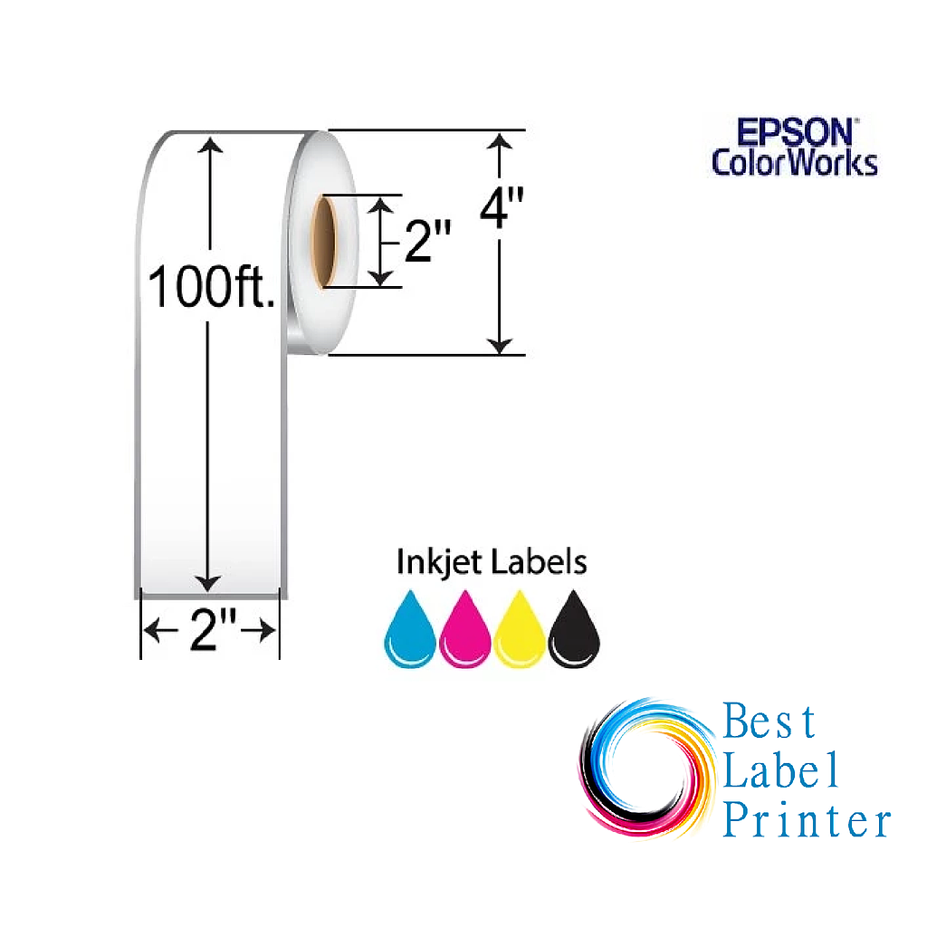  2" X 100' EPSON COLORWORKS MEDIA HIGH GLOSS LABELS (COLORWORKS C3500/C4000 SERIES) (2"CORE/4"OD)