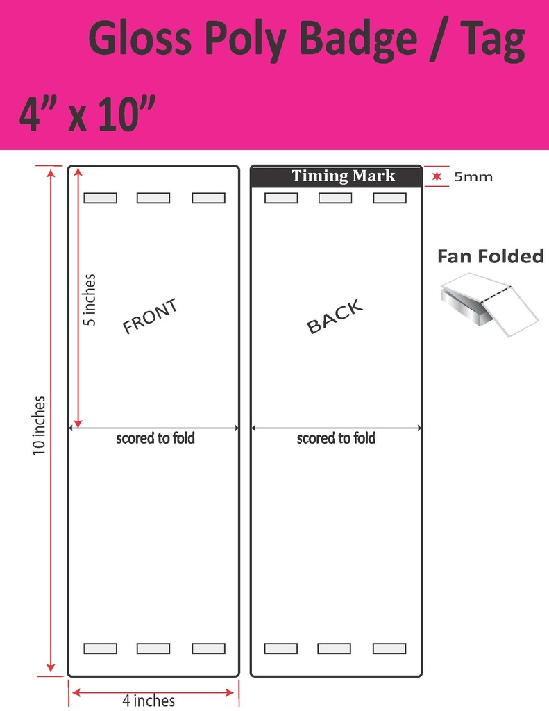 [IGP-4-8-1000-3H-TAG] 4” X 8” GLOSS POLY TRADE SHOW/EVENT/VISITOR ID BADGE TAGS (BEST FOR EPSON COLORWORKS C4000/D3800 SERIES LABEL PRINTERS) (FAN FOLDED)