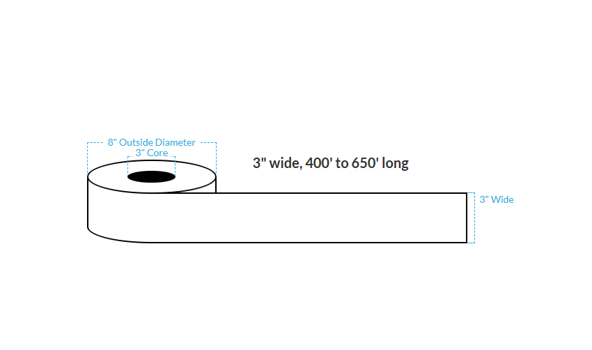 3" x 500' CANON LX-P5510 MATTE WHITE BOPP {CONTINUOUS} Roll Labels  (3"CORE/8"OD)