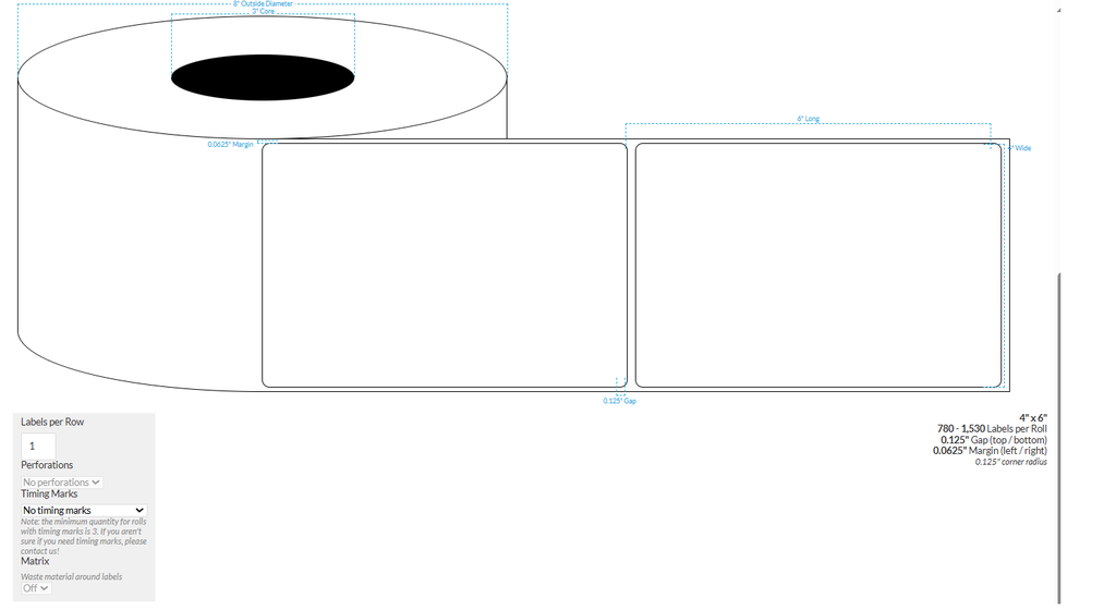 [100868-3X8-HGB-138-1000000] 4" X 6" VIPColor VP700 High Gloss White BOPP (Rounded Corners) Roll Labels (3"Core/8"OD)