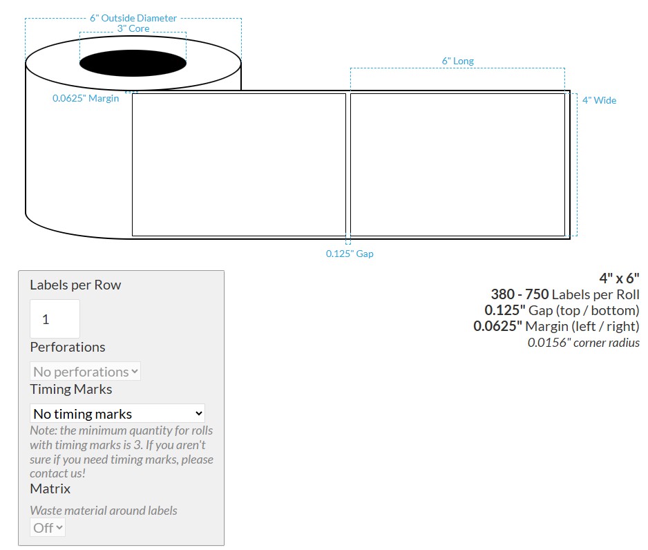 4" X 6" MATTE WHITE POLY BOPP Extreme Tack (BS5609 CERTIFICATION) {SQUARE CORNERS} Blank Roll Labels  (3"CORE/6"OD)