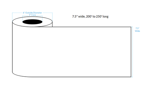 [102278-3X6-HGWP-117-1010000] 7.5" X 250' HIGH GLOSS WHITE PAPER {CONTINUOUS} Roll Labels  (3"CORE/6"OD)