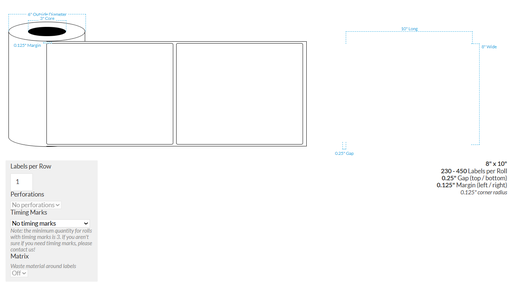 [100392-3X6-MWB5609-151-1000000] 8" X 10" MATTE WHITE BOPP (BS5609 CERTIFICATION) {ROUNDED CORNERS} Roll Labels  (3"CORE/6"OD)