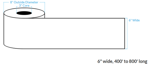 [100063-3X8-HGB-110-1010000] 6" x 500' VIPColor VP750 HIGH GLOSS WHITE BOPP (CONTINUOUS) Roll Labels (3"CORE/8"OD)