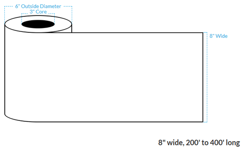 [100943-3X6-MWB-162-1010000] 8" x 250' VIPColor VP650 MATTE WHITE BOPP (CONTINUOUS) Roll Labels (3"CORE/8"OD)