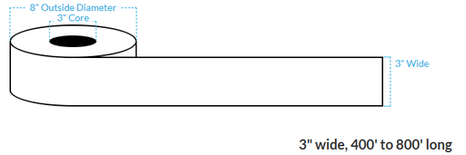 [100957-3X8-MWB-184-1010000] 3" x 500' VIPColor VP660 MATTE WHITE BOPP (CONTINUOUS) Roll Labels (3"CORE/8"OD)