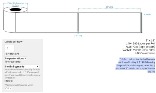 [105857-3X6-PHGWB-151-1000000] 5" X 16" PREMIUM HIGH GLOSS WHITE Polypropylene BOPP {ROUNDED CORNERS} Roll Labels  (3"CORE/6"OD)