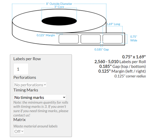 [102009-3X8-SSH-161-1000000] 0.75" X 1.69" SMOOTH SILVER HOLOGRAPHIC {ROUNDED CORNERS} Roll Labels  (3"CORE/8"OD)
