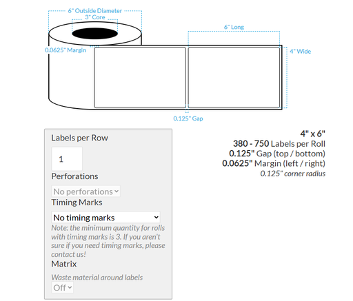 [100868-3X6-SAB-151-1000000] 4" X 6" SATIN POLYPROPYLENE BOPP {ROUNDED CORNERS} Roll Labels  (3"CORE/6"OD)